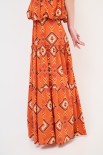 GONNA ELASTICO CON BALZE STAMPA ARANCIO