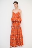 GONNA ELASTICO CON BALZE STAMPA ARANCIO