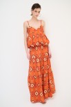 GONNA ELASTICO CON BALZE STAMPA ARANCIO