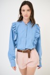 CAMICIA COREANA ROUCHES LATERALI DAV. JEANS