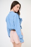 CAMICIA COREANA ROUCHES LATERALI DAV. JEANS