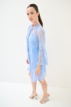 ABITO PIZZO CON ROUCHES ABBOTTONATURA CELESTE