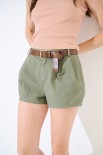 SHORTS PALLONCINO + CINTURA GABARDINA LEGGERA VERDE MILITARE