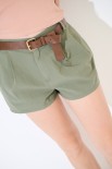 SHORTS PALLONCINO + CINTURA GABARDINA LEGGERA VERDE MILITARE