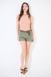 SHORTS PALLONCINO + CINTURA GABARDINA LEGGERA VERDE MILITARE
