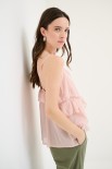 TOP MUSSOLA APERTO CON ROUCHES ROSA