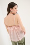 TOP MUSSOLA APERTO CON ROUCHES ROSA