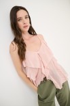 TOP MUSSOLA APERTO CON ROUCHES ROSA