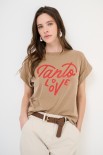 T-SHIRT MARMORIZZATO STAMPA TANTO LOVE PECAN