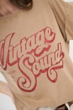 T-SHIRT MARMORIZZATO STAMPA VINTAGE SOUND PECAN