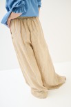 PANTALONE LARGO CON LACCIO MISTO LINO RIGA CAMMELLO