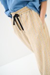 PANTALONE LARGO CON LACCIO MISTO LINO RIGA CAMMELLO