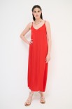 ABITO LUNGO SOTTOVESTE RASO ROSSO