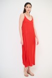 ABITO LUNGO SOTTOVESTE RASO ROSSO