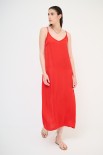 ABITO LUNGO SOTTOVESTE RASO ROSSO