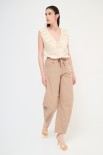 PANTA OVETTONE COULISSE VITA BORDO CAMMELLO