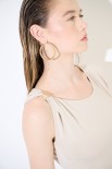 ABITO MIDI INCRESPATURA FIANCHI CON ANELLO BEIGE