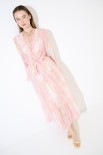 ABITO LUNGO CON BALZA VOILE STAMPA LIME/ROSA