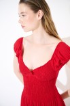 ABITO LUNGO SMOKE CON BALZE ROSSO