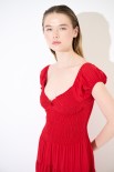 ABITO LUNGO SMOKE CON BALZE ROSSO