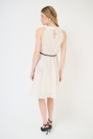 ABITO CORTO SCOLLO AMERICANA CON CINTURA BEIGE