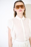 CAMICIA SMANICATA CON VOLANT BURRO