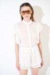 CAMICIA SMANICATA CON VOLANT BURRO