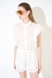 CAMICIA SMANICATA CON VOLANT BURRO