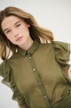 CAMICIA SMANICATA CON VOLANT MILITARE