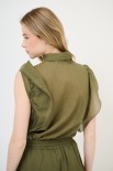 CAMICIA SMANICATA CON VOLANT MILITARE