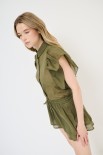 CAMICIA SMANICATA CON VOLANT MILITARE