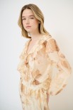BLUSA MANICA LUNGA CON FIOCCO VOILE STAMPA BURRO/MORO