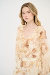 BLUSA MANICA LUNGA CON FIOCCO VOILE STAMPA BURRO/MORO
