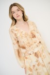 BLUSA MANICA LUNGA CON FIOCCO VOILE STAMPA BURRO/MORO
