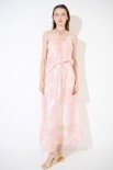 GONNA LUNGA SVASATA VOILE STAMPA LIME/ROSA