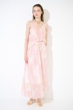 GONNA LUNGA SVASATA VOILE STAMPA LIME/ROSA
