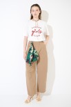 PANTALONE BALLON TELA CON FOULARD CAMMELLO