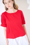 TOP SCATOLINA M.MANICA ROSSO