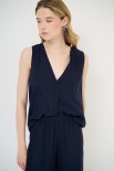 TOP SMANICATO SCOLLO V BLU