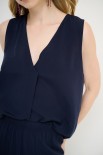 TOP SMANICATO SCOLLO V BLU