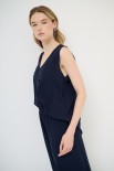 TOP SMANICATO SCOLLO V BLU