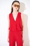 TOP SMANICATO SCOLLO V ROSSO