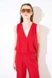 TOP SMANICATO SCOLLO V ROSSO
