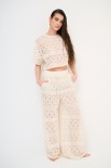 PANTALONE LARGO MACRAME ECRU