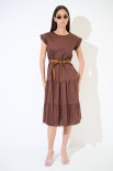 ABITO MIDI BALZE CON CINTURA MORO