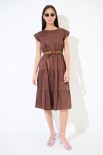 ABITO MIDI BALZE CON CINTURA MORO