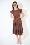 ABITO MIDI BALZE CON CINTURA MORO
