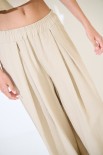 PANTALONE PINCE PALAZZO MISTO LINO BEIGE