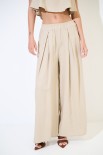 PANTALONE PINCE PALAZZO MISTO LINO BEIGE