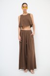 PANTALONE PINCE PALAZZO MISTO LINO MORO